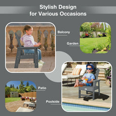Kids Adirondack Chair for the Patio, All Weather Grey