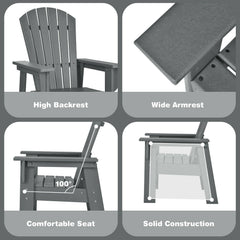 Kids Adirondack Chair for the Patio, All Weather Grey