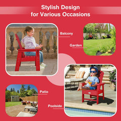 Patio Kids' Adirondack Chair with Ergonomic Backrest-Red