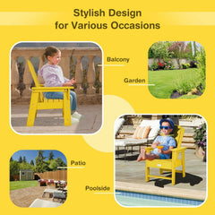 Patio Kids' Adirondack Chair with Ergonomic Backrest-Yellow