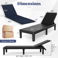 Outdoor Resin Chaise Lounger with Navy Cushion and 4 Position Backrest