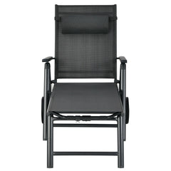 Folding Aluminium Lounge Chair with Wheels, Neck Pillow and 7 Positions