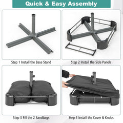 Fillable Umbrella Base with 2 Sandbags and Dust-proof Cover