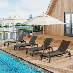 PE Rattan Chaise Lounge on Galvanised Steel with Wheels, 400 lb, Brown
