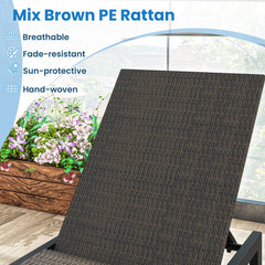 PE Rattan Chaise Lounge on Galvanised Steel with Wheels, 400 lb, Brown