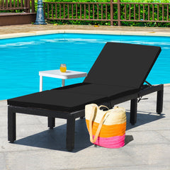 Rattan Lounge Chair with Two Cushion Covers, Black and Off Turquoise