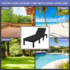 Rattan Lounge Chair with Two Cushion Covers, Black and Off Turquoise