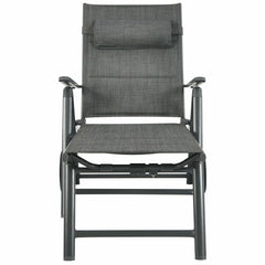 Padded Aluminium Reclining Chaise Lounge with Wheels and Neck Pillow, Gray