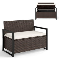 Patio Storage Bench-Mix Brown and Off White