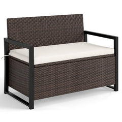 Patio Storage Bench-Mix Brown and Off White