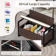 Patio Storage Bench-Mix Brown and Off White