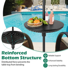 Patio Umbrella Table Tray Adjustable with Umbrella Poles-Black