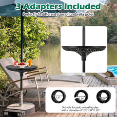 Patio Umbrella Table Tray Adjustable with Umbrella Poles-Black