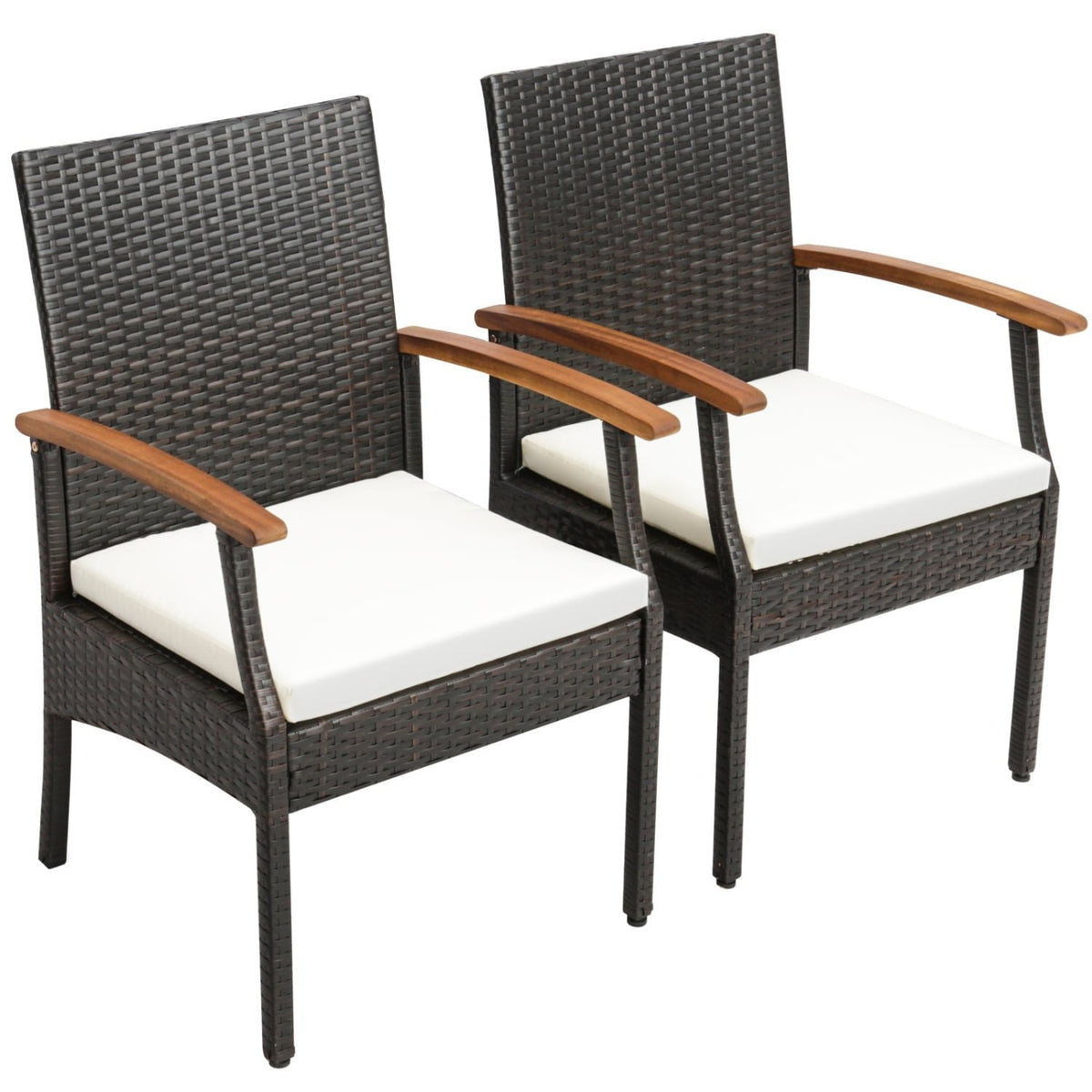 Patio Dining Chair with Soft Zippered Cushion-Set of 2