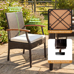 Patio Dining Chair with Soft Zippered Cushion-Set of 2