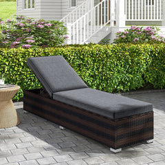 Wicker Lounge Chair with Long Seat Cushion and 4 Level Backrest, Brown
