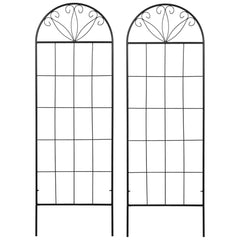 Metal Garden Trellis Pack of 2 for Climbing Plants, Arched Grid Trellis Panels, 20" x 60", Black