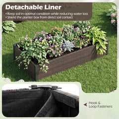 PE Rattan Elevated Raised Garden Bed with Open-Ended Base-Brown