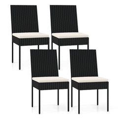 PE Wicker Patio Chairs Set of 2/4 with Cushions for Porch Deck Garden and Backyard-4 Pieces
