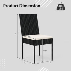 PE Wicker Patio Chairs Set of 2/4 with Cushions for Porch Deck Garden and Backyard-4 Pieces