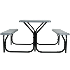 4.5 FT Outdoor Picnic Table Bench Set with HDPE Tabletop for 4-Person-Gray