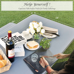 4.5 FT Outdoor Picnic Table Bench Set with HDPE Tabletop for 4-Person-Gray