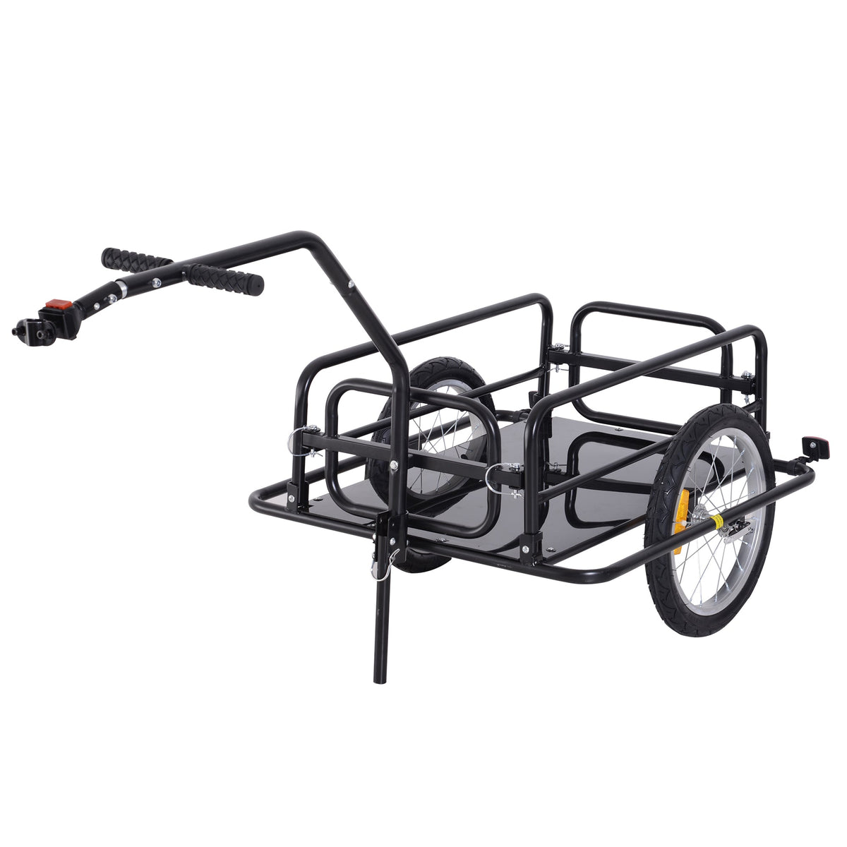 Folding Bicycle Cargo Trailer Utility Bike Cart Carrier for Garden Patio with Hitch Black