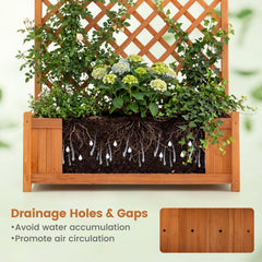 Raised Planter Bed with Tall Trellis, 71 Inch Fir Garden Bed for Climbing Plants