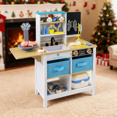 Play Doctor's Office Wood Medical Center Toy Set with Blackboard-White