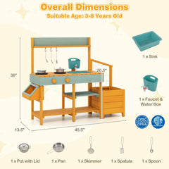 Play Kitchen for Kids Wooden Toy Kitchen Playset Pretend Mud Kitchen-Yellow