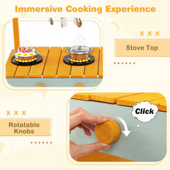 Play Kitchen for Kids Wooden Toy Kitchen Playset Pretend Mud Kitchen-Yellow