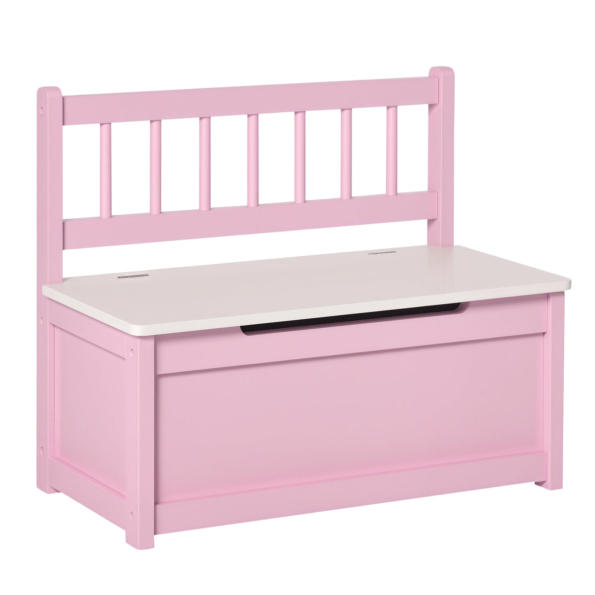 2-in-1 Kids Toy Box Storage Organizer Chest Cabinet Chunk Cube with Safety Pneumatic Rod, Pink