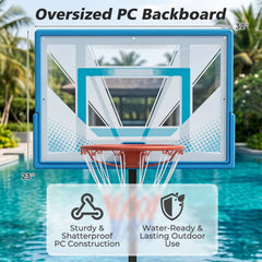 Pool Basketball Hoop with 3-Level Adjustable Height and Weighted Base