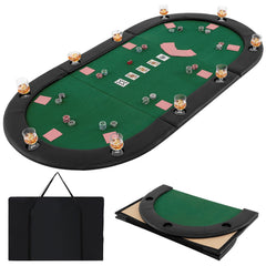 Portable 84 x 42 Inch 10-Player Foldable Padded Poker Table Top-Green
