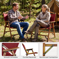 Portable and Lightweight Folding Camping Chair for Patio Picnic Leisure Fishing Travel Beach-Red