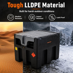 Portable Diesel Tank 53 Gallon with 13.2 GPM Flow Rate for Transportation-Black