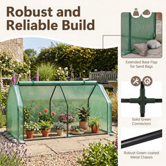 Portable Mini Greenhouse, Small Garden Greenhouse with PE Cover and Zippered Roll-up Door for Vegetables-Green
