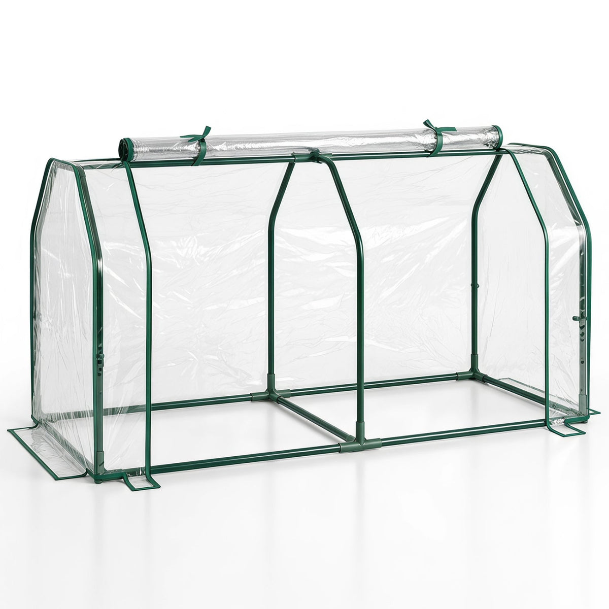 Portable Mini Greenhouse, Small Garden Greenhouse with PE Cover and Zippered Roll-up Door for Vegetables-Transparent