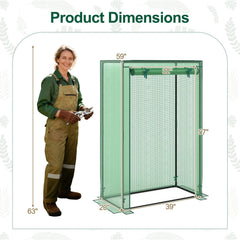 Portable Mini Greenhouse with Roll-Up Zippered Door-Green