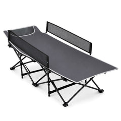 Portable Travel Toddler Cot Bed with Guardrail for Outdoor Indoor-Gray