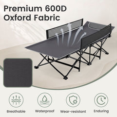 Portable Travel Toddler Cot Bed with Guardrail for Outdoor Indoor-Gray