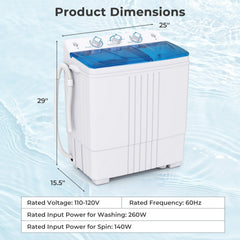 Portable Washing Machine with Built-in Drain Pump-Blue