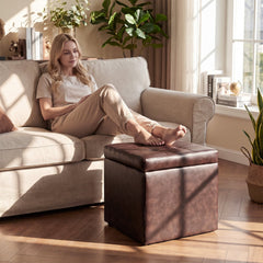 16 Inch Ottoman Pouffe Storage Box Lounge Seat Footstools