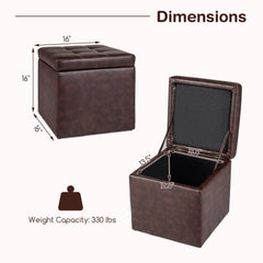 16 Inch Ottoman Pouffe Storage Box Lounge Seat Footstools