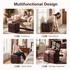 16 Inch Ottoman Pouffe Storage Box Lounge Seat Footstools