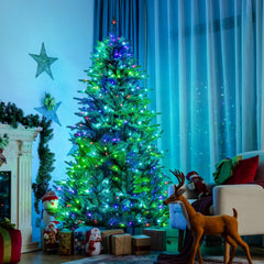 7 FT Pre-Lit Christmas Tree with App Controlled LEDs, 2324 Hinged PE and PVC Tips