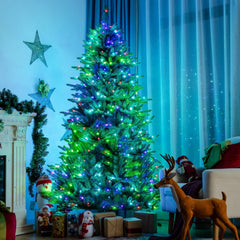 8 FT Pre-Lit Christmas Tree with App Controlled LEDs, 2956 Hinged PE and PVC Tips