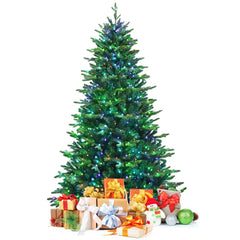 8 FT Pre-Lit Christmas Tree with App Controlled LEDs, 2956 Hinged PE and PVC Tips