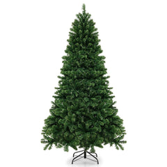 7 FT Pre-Lit Hinged Artificial Christmas Tree with PVC Branch Tips and Warm White LEDs