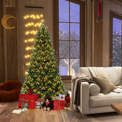 7 FT Pre-Lit Hinged Artificial Christmas Tree with PVC Branch Tips and Warm White LEDs